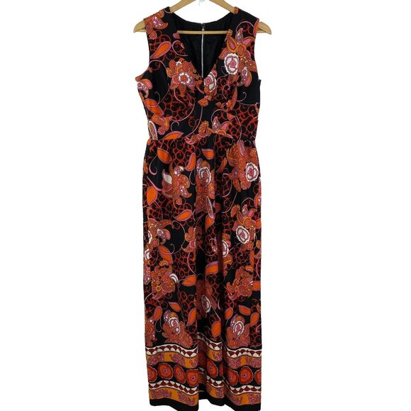 Vintage Dress 60's 70's Nu-Mode Maxi Retro Mod Floral Polyester Sleeveless M/L - Picture 1 of 5